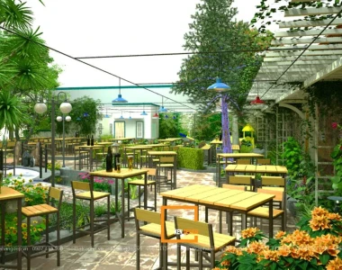 Sân vườn nhà hàng hút khách – Bí quyết tạo không gian đông khách quanh năm