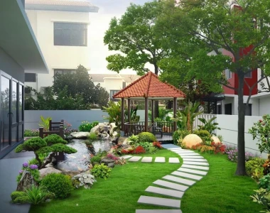 Thi công sân vườn nhà hàng Đồng Nai