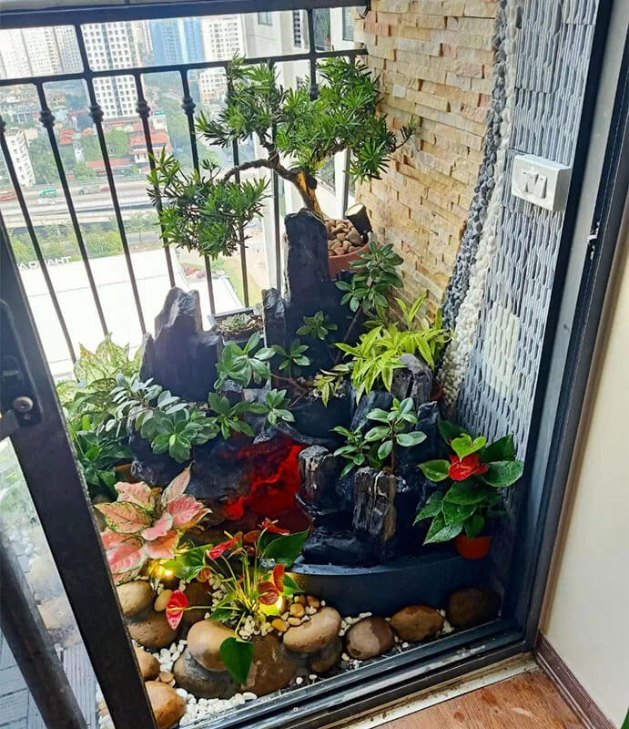 Hòn Non Bộ Mini Cho Ban Công Ngoài Trời