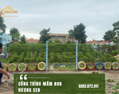 Công trình thi công sân vườn Trường mầm non hương sen - Tân Thạnh, Long An
