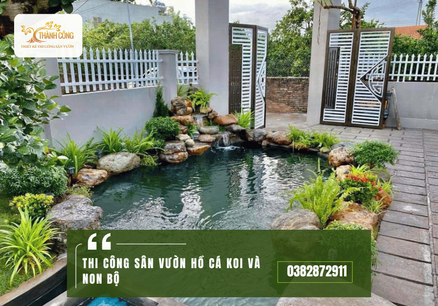 THI CÔNG SÂN VƯỜN HỒ CÁ KOI VÀ NON BỘ