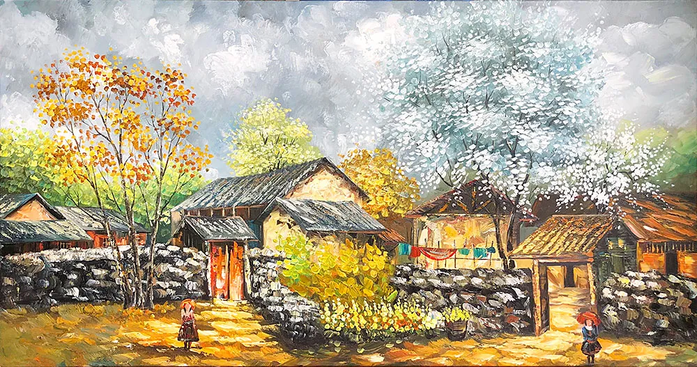 tranh son dau ve tay canh mien bac